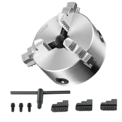 VEVOR 3-Jaw Lathe Chuck, 6'', Self-Centering Lathe Chuck, 0.14- 6.3 in/3.5-160 mm Clamping Range with T-key Fixing Screws Reversible Jaws, for Lathe 3D Printer Machining Center Milling Drilling Machin