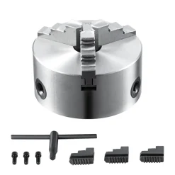 VEVOR 3-Jaw Lathe Chuck, 6'', Self-Centering Lathe Chuck, 0.14- 6.3 in/3.5-160 mm Clamping Range with T-key Fixing Screws Reversible Jaws, for Lathe 3D Printer Machining Center Milling Drilling Machin