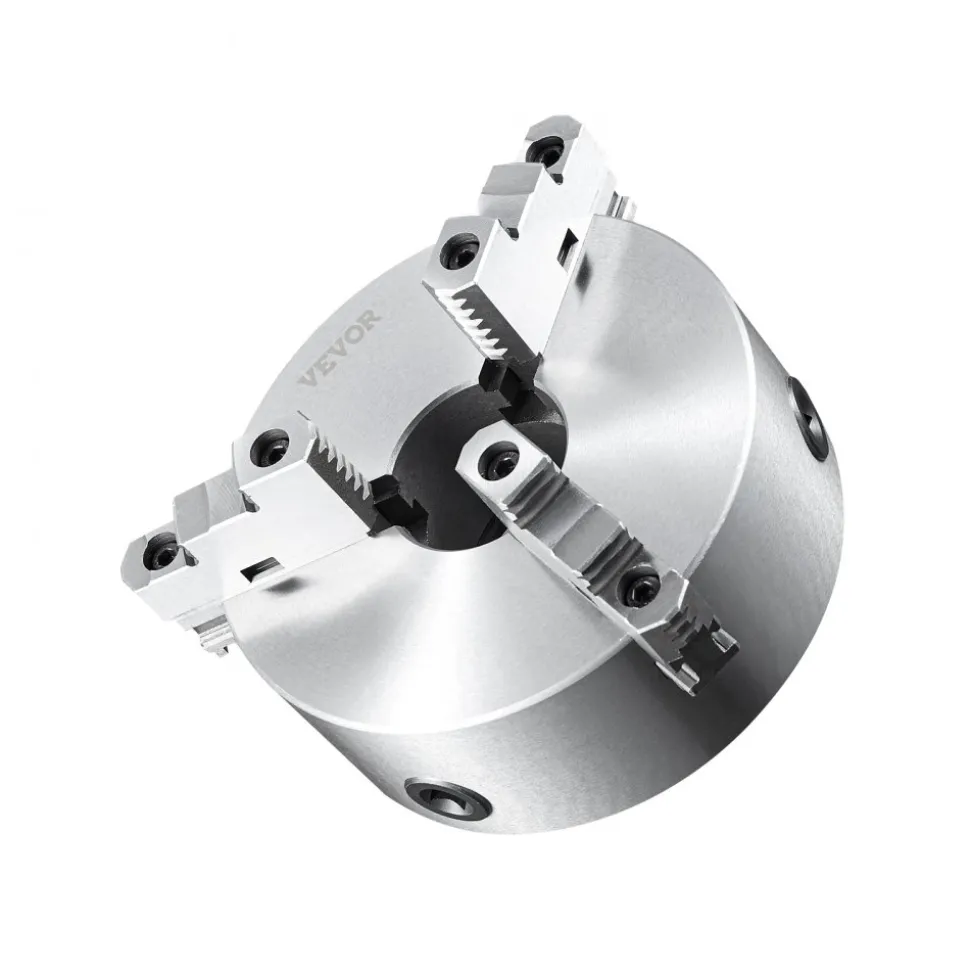 VEVOR 3-Jaw Lathe Chuck, 8'', Self-Centering Lathe Chuck, 0.16-8 in/4-200 mm Clamping Range with T-key Fixing Screws Hexagon Wrench, for Lathe 3D Printer Machining Center Milling Drilling Machine