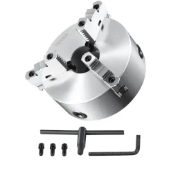 VEVOR 3-Jaw Lathe Chuck, 8'', Self-Centering Lathe Chuck, 0.16-8 in/4-200 mm Clamping Range with T-key Fixing Screws Hexagon Wrench, for Lathe 3D Printer Machining Center Milling Drilling Machine
