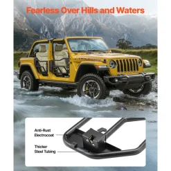 VEVOR Jeep Tube Doors, 4-Door, Adventure Style Jeep Tubular Door with Heavy-Duty Hinges & OE Latch, Jeep Doors with Rubber Pads & Toughened Steel Tube, Fit for 2007-2018 Jeep Wrangler JK