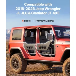VEVOR Jeep Tube Doors, 4-Door, Compatible with 2018-2026 Jeep Wrangler JL JLU & Gladiator JT 4XE, Steel Off Road Front & Rear Tubular Half Doors with DOT Certified Side View Mirrors