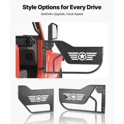 VEVOR Jeep Tube Doors, 4-Door, Compatible with 2018-2026 Jeep Wrangler JL JLU & Gladiator JT 4XE, Steel Off Road Front & Rear Tubular Half Doors with DOT Certified Side View Mirrors