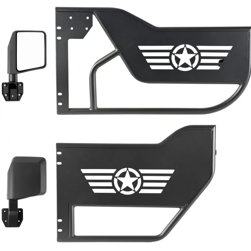 VEVOR Jeep Tube Doors, 4-Door, Compatible with 2018-2026 Jeep Wrangler JL JLU & Gladiator JT 4XE, Steel Off Road Front & Rear Tubular Half Doors with DOT Certified Side View Mirrors