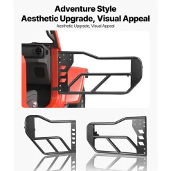 VEVOR Jeep Tube Doors, 4-Door, Compatible with 2007-2018 Jeep Wrangler JK Unlimited, Alloy Steel Off Road Front & Rear Tubular Half Doors with Storage Bag, Rubber Pads, Heavy-Duty Hinges and OE Latch