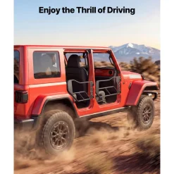 VEVOR Jeep Tube Doors, 4-Door, Compatible with 2007-2018 Jeep Wrangler JK Unlimited, Alloy Steel Off Road Front & Rear Tubular Half Doors with Storage Bag, Rubber Pads, Heavy-Duty Hinges and OE Latch