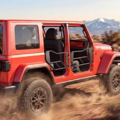VEVOR Jeep Tube Doors, 4-Door, Compatible with 2007-2018 Jeep Wrangler JK Unlimited, Alloy Steel Off Road Front & Rear Tubular Half Doors with Storage Bag, Rubber Pads, Heavy-Duty Hinges and OE Latch