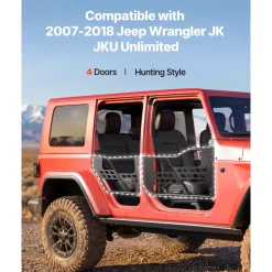 VEVOR Jeep Tube Doors, 4-Door, Compatible with 2018-2026 Wrangler JL JLU & 2020-2026 Gladiator JT, Steel Off Road Front & Rear Tubular Half Doors with DOT Certified Side View Mirrors and Rubber Pads