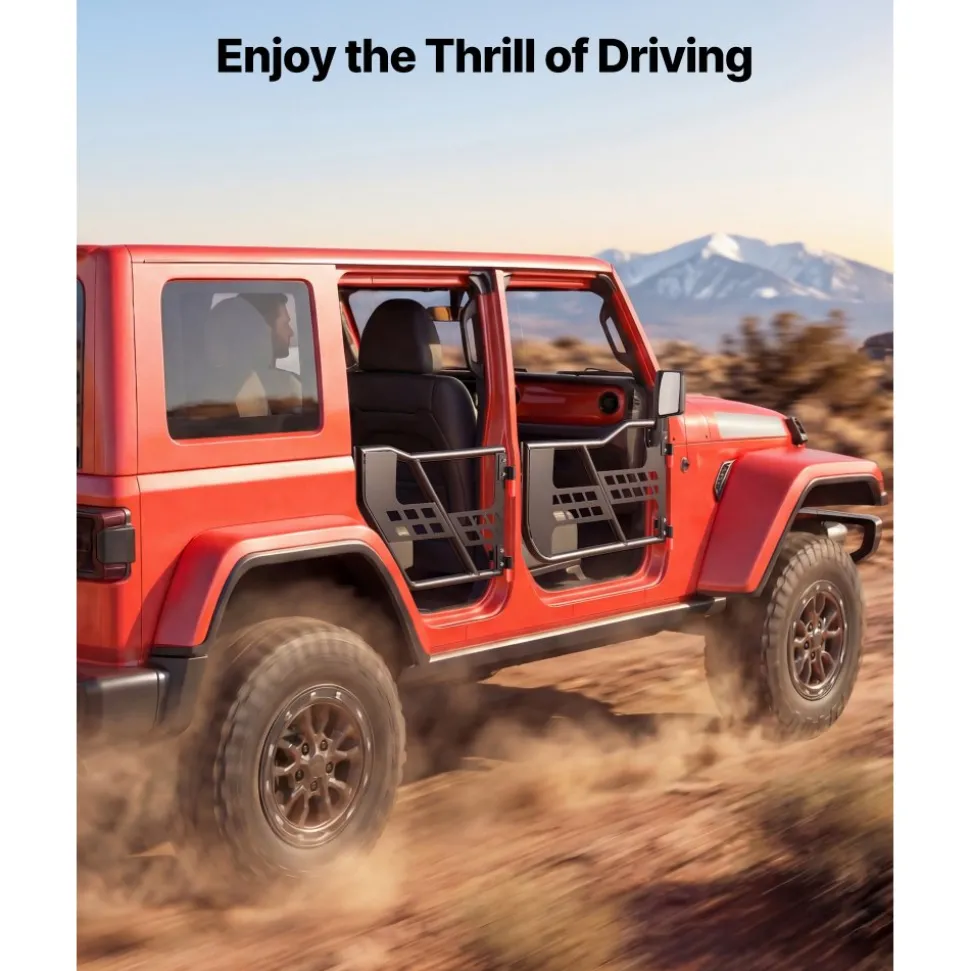 VEVOR Jeep Tube Doors, 4-Door, Compatible with 2018-2026 Wrangler JL JLU & 2020-2026 Gladiator JT, Steel Off Road Front & Rear Tubular Half Doors with DOT Certified Side View Mirrors and Rubber Pads