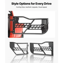 VEVOR Jeep Tube Doors, 4-Door, Compatible with 2018-2026 Wrangler JL JLU & 2020-2026 Gladiator JT, Steel Off Road Front & Rear Tubular Half Doors with DOT Certified Side View Mirrors and Rubber Pads