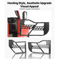 VEVOR Jeep Tube Doors, 4-Door, Compatible with 2007-2018 Jeep Wrangler JK JKU Unlimited, Steel Off Road Front & Rear Tubular Half Doors with DOT Certified Side View Mirrors, Storage Bag & Rubber Pads