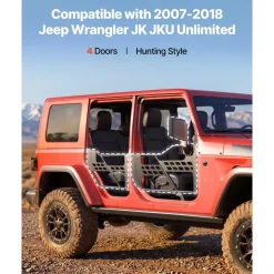 VEVOR Jeep Tube Doors, 4-Door, Compatible with 2007-2018 Jeep Wrangler JK JKU Unlimited, Steel Off Road Front & Rear Tubular Half Doors with DOT Certified Side View Mirrors, Storage Bag & Rubber Pads