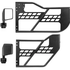VEVOR Jeep Tube Doors, 4-Door, Compatible with 2007-2018 Jeep Wrangler JK JKU Unlimited, Steel Off Road Front & Rear Tubular Half Doors with DOT Certified Side View Mirrors, Storage Bag & Rubber Pads