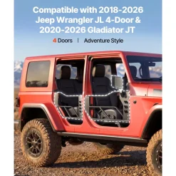 VEVOR Jeep Tube Doors, 4-Door, Compatible with 2018-2026 Jeep Wrangler JL & 2020-2026 Gladiator JT, Steel Off Road Front & Rear Tubular Half Doors with DOT Certified Side View Mirrors and Rubber Pads