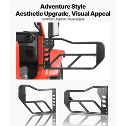 VEVOR Jeep Tube Doors, 4-Door, Compatible with 2018-2026 Jeep Wrangler JL & 2020-2026 Gladiator JT, Steel Off Road Front & Rear Tubular Half Doors with DOT Certified Side View Mirrors and Rubber Pads