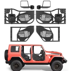 VEVOR Jeep Tube Doors, 4-Door, Compatible with 2007-2018 Jeep Wrangler JK Unlimited, Steel Off Road Front & Rear Tubular Half Doors with DOT Certified Side View Mirrors, Storage Bag and Rubber Pads