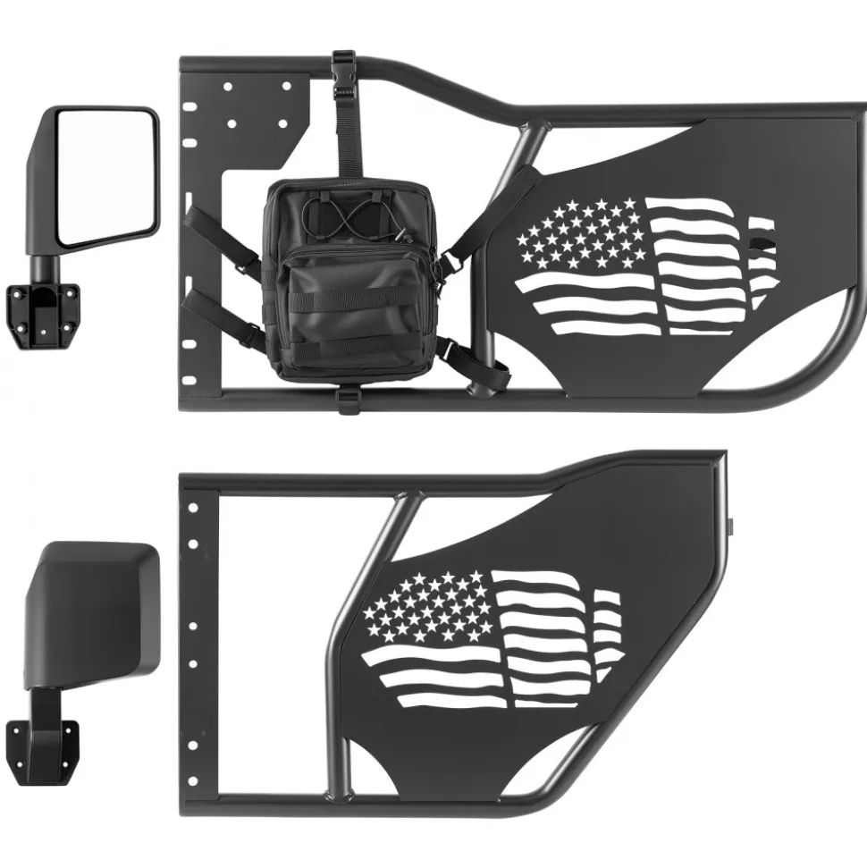 VEVOR Jeep Tube Doors, 4-Door, Compatible with 2007-2018 Jeep Wrangler JK Unlimited, Steel Off Road Front & Rear Tubular Half Doors with DOT Certified Side View Mirrors, Storage Bag and Rubber Pads