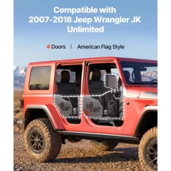 VEVOR Jeep Tube Doors, 4-Door, Compatible with 2007-2018 Jeep Wrangler JK Unlimited, Steel Off Road Front & Rear Tubular Half Doors with DOT Certified Side View Mirrors, Storage Bag and Rubber Pads