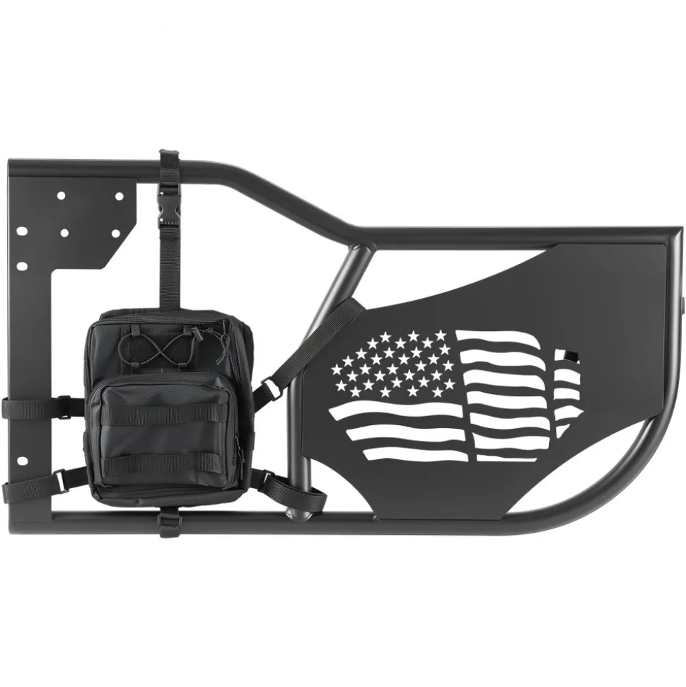 VEVOR Jeep Tube Doors, 4-Door, Fit for 2018-2026 Jeep Wrangler JL & 2020-2026 Gladiator JT, Flag Pattern Off Road Front & Rear Tubular Half Doors with DOT Certified Side View Mirrors and Storage Bag