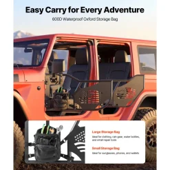 VEVOR Jeep Tube Doors, 4-Door, Fit for 2018-2026 Jeep Wrangler JL & 2020-2026 Gladiator JT, Flag Pattern Off Road Front & Rear Tubular Half Doors with DOT Certified Side View Mirrors and Storage Bag