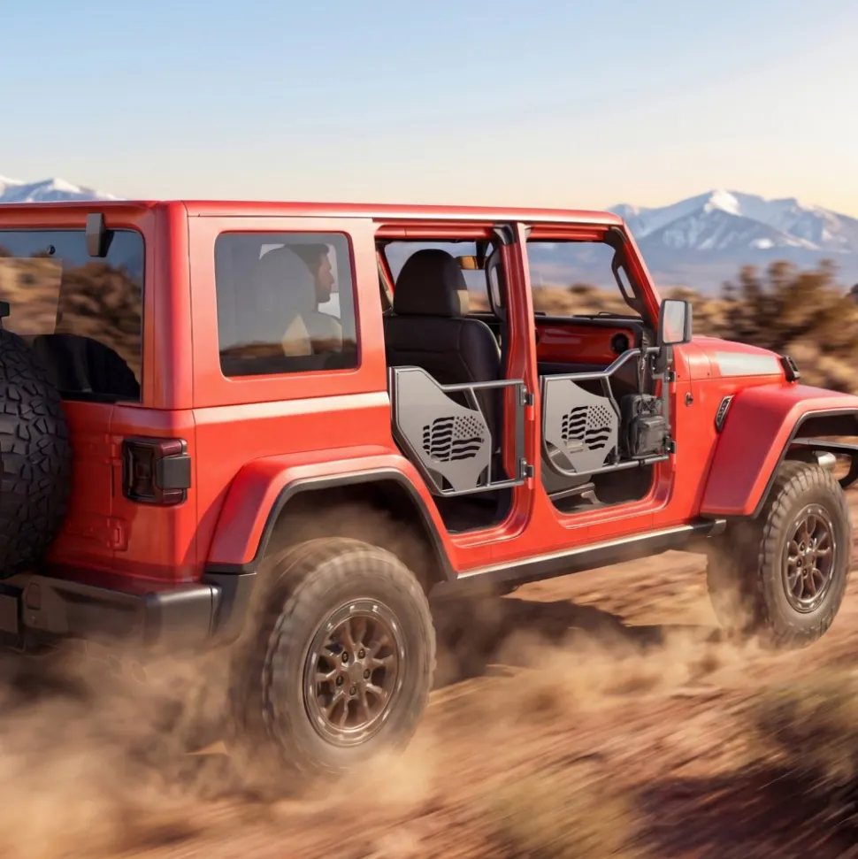 VEVOR Jeep Tube Doors, 4-Door, Fit for 2018-2026 Jeep Wrangler JL & 2020-2026 Gladiator JT, Flag Pattern Off Road Front & Rear Tubular Half Doors with DOT Certified Side View Mirrors and Storage Bag