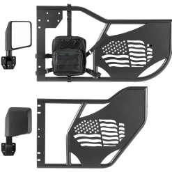 VEVOR Jeep Tube Doors, 4-Door, Fit for 2018-2026 Jeep Wrangler JL & 2020-2026 Gladiator JT, Flag Pattern Off Road Front & Rear Tubular Half Doors with DOT Certified Side View Mirrors and Storage Bag