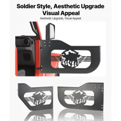 VEVOR Jeep Tube Doors, 4-Door, Fit for 2018-2026 Jeep Wrangler JL & 2020-2026 Gladiator JT, Soldier Pattern Off Road Front & Rear Tubular Half Doors with DOT Certified Side View Mirrors & Rubber Pads