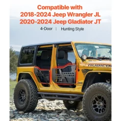 VEVOR Jeep Tube Doors, 2-Door, Hunting Style Jeep Tubular Door with Heavy-Duty Hinges & OE Latch, Jeep Doors with Rear View Mirrors, Fit for 2018-2024 Jeep Wrangler JL & 2020-2024 Jeep Gladiator JT