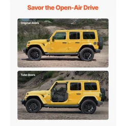 VEVOR Jeep Tube Doors, 2-Door, Hunting Style Jeep Tubular Door with Heavy-Duty Hinges & OE Latch, Jeep Doors with Rubber Pads & Toughened Steel Tube, Fit for 2007-2018 Jeep Wrangler JK