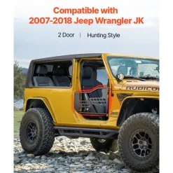 VEVOR Jeep Tube Doors, 2-Door, Hunting Style Jeep Tubular Door with Heavy-Duty Hinges & OE Latch, Jeep Doors with Rubber Pads & Toughened Steel Tube, Fit for 2007-2018 Jeep Wrangler JK