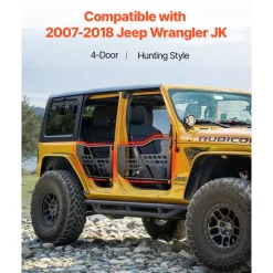 VEVOR Jeep Tube Doors, 4-Door, Hunting Style Jeep Tubular Door with Heavy-Duty Hinges & OE Latch, Jeep Doors with Rubber Pads & Toughened Steel Tube, Fit for 2007-2018 Jeep Wrangler JK