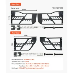 VEVOR Jeep Tube Doors, 4-Door, Hunting Style Jeep Tubular Door with Heavy-Duty Hinges & OE Latch, Jeep Doors with Rubber Pads & Toughened Steel Tube, Fit for 2007-2018 Jeep Wrangler JK