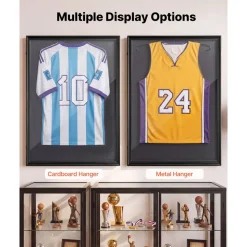 VEVOR Jersey Frame Display Case, 31.3 x 23.2 in, Wooden Sport Jersey Shadow Box with 98% UV Protection PC Panel and Hanger, Magnetic Lock, for Baseball Basketball Football Hockey Shirt Uniform, 2 Pack