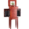VEVOR Jewelry Cabinet Armoire, Standing Wood Jewelry Storage Chest with 3 Drawers, Flip Top Mirror, 4 Top Storage Compartments, Zinc Alloy Handles, 2 Side Doors with 6 Necklace Hooks