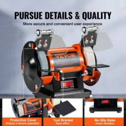 VEVOR Jewelry Polisher, Bench Grinder Polishing & Buffing Machine, 3590RPM Bench Lathe Polisher with 1 Wool Wheel & 1 Abrasive Fiber Wheel & 1 Grinding Wheel & 100pcs Tools