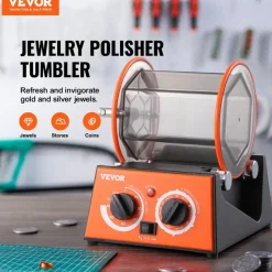 VEVOR Jewelry Polisher Tumbler, 6.6lbs/3kg Capacity Mini Rotary Tumbler Machine with 0-60 Minutes Timer, 5 Speeds Jewelry Rotary Finisher for Surface Polishing Grinding Buffing Gemstones Jewels Coins
