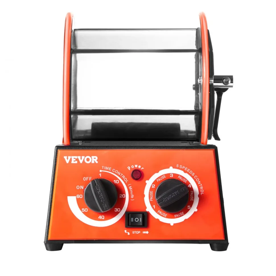 VEVOR Jewelry Polisher Tumbler, 6.6lbs/3kg Capacity Mini Rotary Tumbler Machine with 0-60 Minutes Timer, 5 Speeds Jewelry Rotary Finisher for Surface Polishing Grinding Buffing Gemstones Jewels Coins