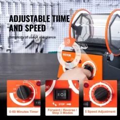 VEVOR Jewelry Polisher Tumbler, 6.6lbs/3kg Capacity Mini Rotary Tumbler Machine with 0-60 Minutes Timer, 5 Speeds Jewelry Rotary Finisher for Surface Polishing Grinding Buffing Gemstones Jewels Coins