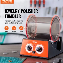 VEVOR Jewelry Polisher Tumbler, 11lbs/5kg Capacity Mini Rotary Tumbler Machine with 0-60 Minutes Timer, 5 Speeds Jewelry Rotary Finisher for Surface Polishing Grinding Buffing Gemstones Jewels Coins