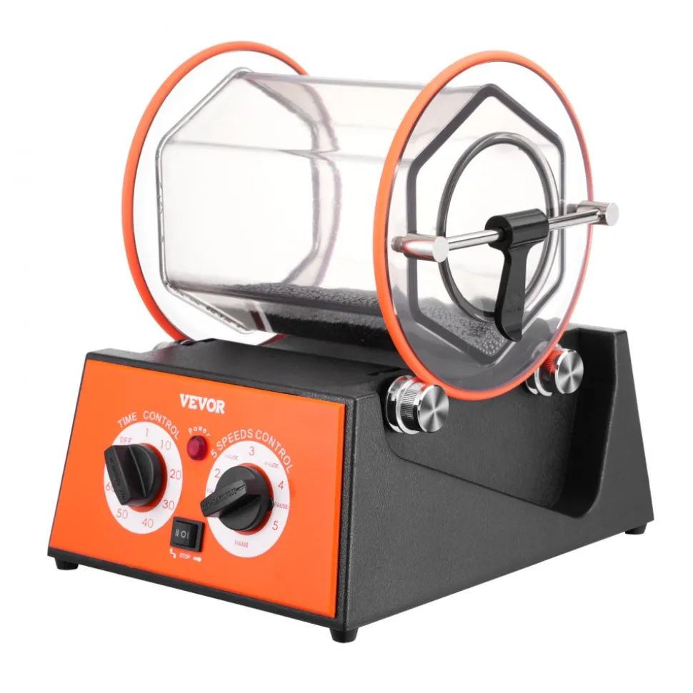 VEVOR Jewelry Polisher Tumbler, 11lbs/5kg Capacity Mini Rotary Tumbler Machine with 0-60 Minutes Timer, 5 Speeds Jewelry Rotary Finisher for Surface Polishing Grinding Buffing Gemstones Jewels Coins
