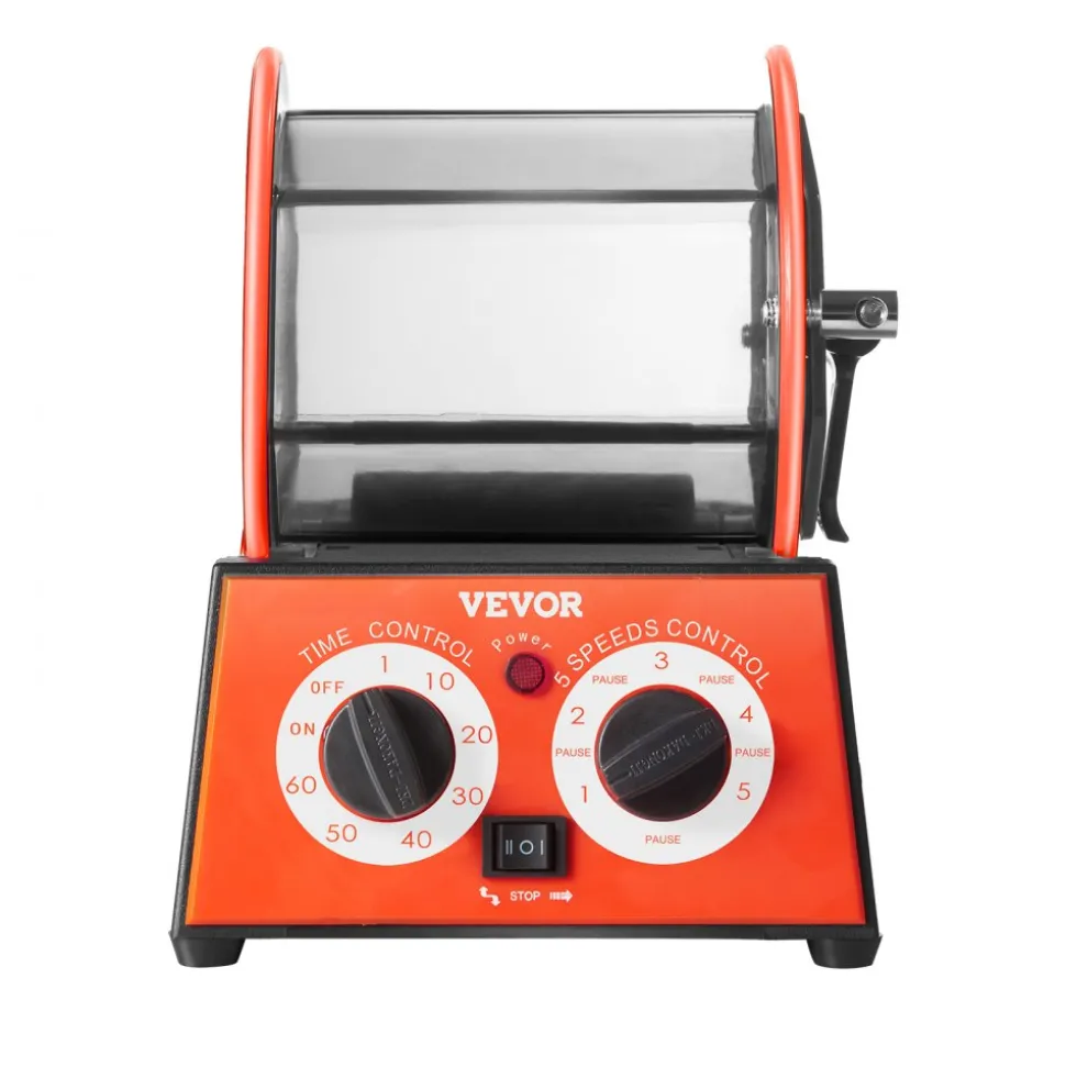 VEVOR Jewelry Polisher Tumbler, 11lbs/5kg Capacity Mini Rotary Tumbler Machine with 0-60 Minutes Timer, 5 Speeds Jewelry Rotary Finisher for Surface Polishing Grinding Buffing Gemstones Jewels Coins