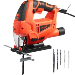 VEVOR Jig Saw, 6.5 Amp, 3000 SPM Blade Speed, Electric Jigsaw with 6 pcs Blades, LED Light, 6 Variable Speed, 0- 45° Bevel Cuts, 4 Orbital Settings for Straight/Circle Cutting, for Wood and Metal