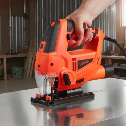 VEVOR Jig Saw, 6.5 Amp, 3000 SPM Blade Speed, Electric Jigsaw with 6 pcs Blades, LED Light, 6 Variable Speed, 0- 45° Bevel Cuts, 4 Orbital Settings for Straight/Circle Cutting, for Wood and Metal
