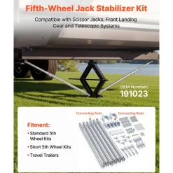 VEVOR JT's Strong Arm Jack Stabilizer Kit 191023, Fits for 5th Wheel RV and Travel Trailer Kit, Fifth-Wheel Jack Stabilizer for Telescopic System, Reduces Chassis Movement, Easy Bolt-On Installation