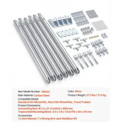 VEVOR JT's Strong Arm Jack Stabilizer Kit 191023, Fits for 5th Wheel RV and Travel Trailer Kit, Fifth-Wheel Jack Stabilizer for Telescopic System, Reduces Chassis Movement, Easy Bolt-On Installation