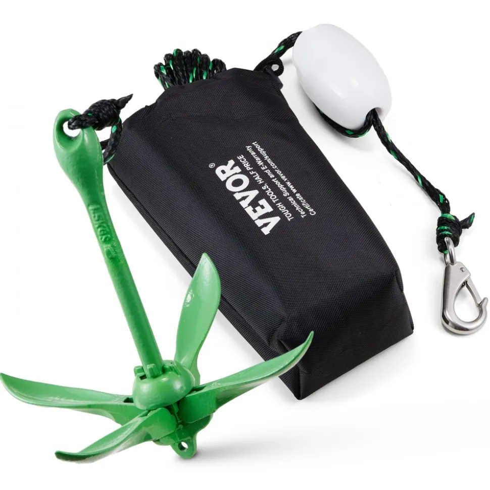 VEVOR Kayak Anchor Kit, 3.5 lb Paddle Board Anchor Kit with 26.2 ft/8 m Rope and Buoy, Folding Small Boat Anchor with Storage Bag and Snap Hook, Kayak Accessories for Kayaks, Small Boats, Canoes