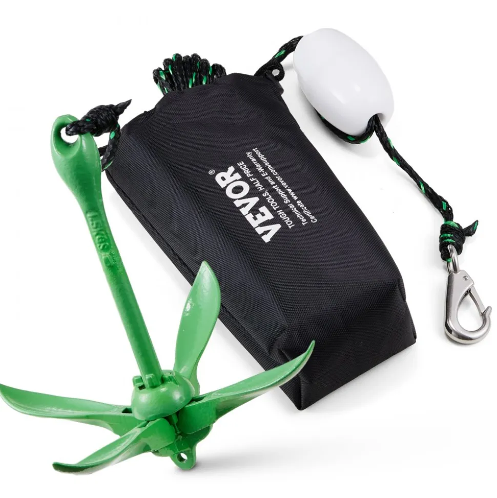 VEVOR Kayak Anchor Kit, 3.5 lb Paddle Board Anchor Kit with 26.2 ft/8 m Rope and Buoy, Folding Small Boat Anchor with Storage Bag and Snap Hook, Kayak Accessories for Kayaks, Small Boats, Canoes
