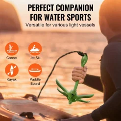 VEVOR Kayak Anchor Kit, 3.5 lb Paddle Board Anchor Kit with 26.2 ft/8 m Rope and Buoy, Folding Small Boat Anchor with Storage Bag and Snap Hook, Kayak Accessories for Kayaks, Small Boats, Canoes