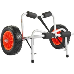 VEVOR Kayak Cart, 250 lbs Load Capacity, Foldable Kayak Trolley with 10-inch Solid Rubber Tires & 1 Ratchet Strap, Paddle Board Trolley for Carrying Kayaks, Canoes, Paddleboards, Float Mats, Jon Boats