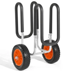 VEVOR Kayak Cart, 150 lbs Load Capacity, Stand Up Paddle Board Trolley with 10-inch Solid Rubber Tires & Kickstands, Paddle Board Carrier with Ratchet Strap for Paddleboard & Surfboard Transport